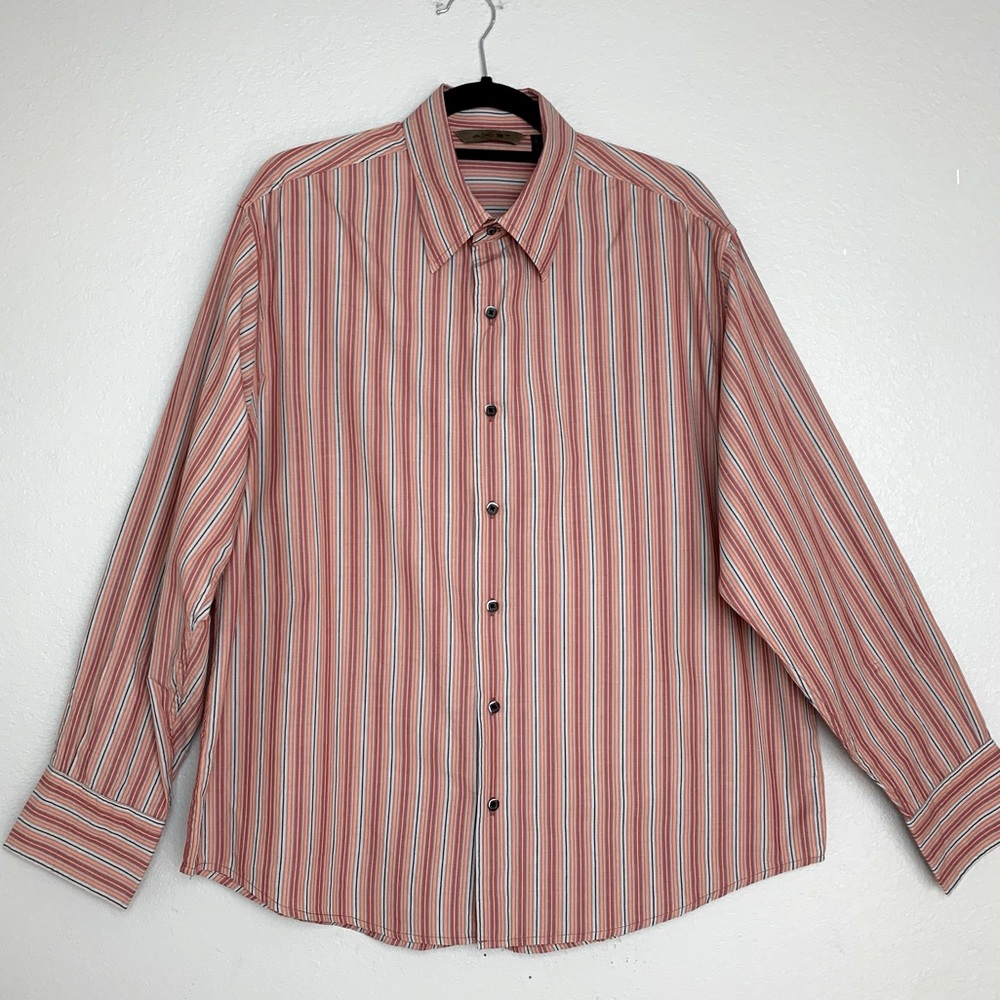 AXIST Dress Shirt Men’s Size XL Rust Orange Striped Long Sleeve Shirt
